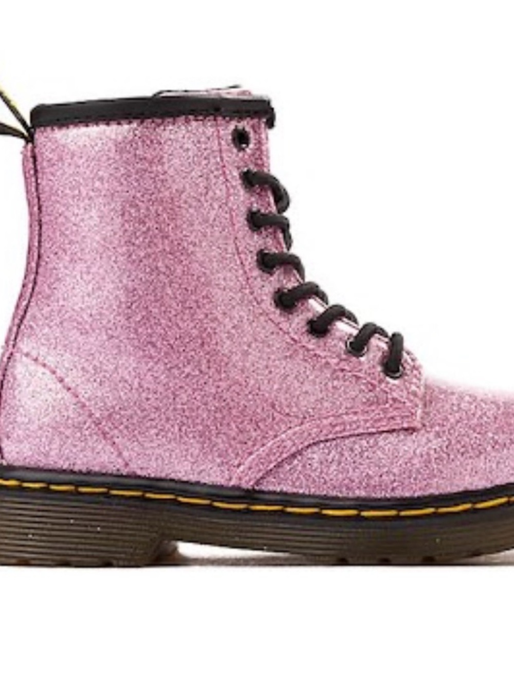 Dr. Martens Black Glitter Lace-Up Combat Boots